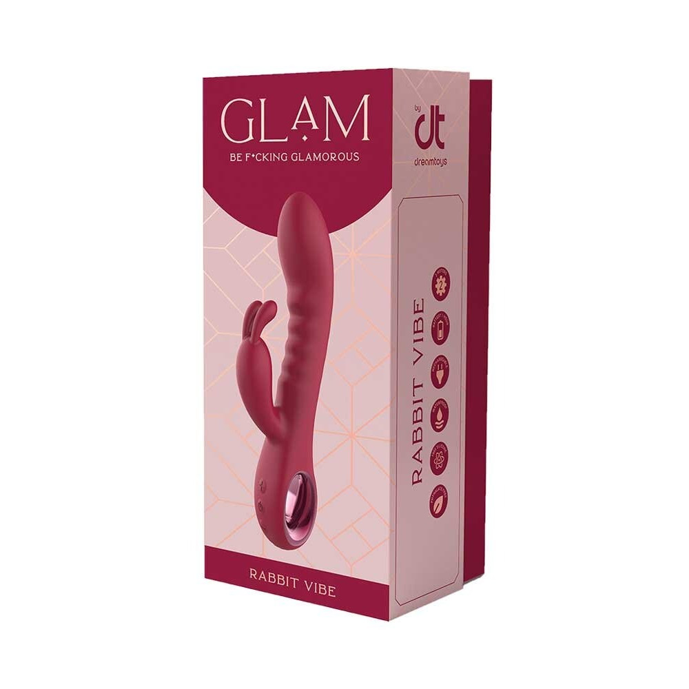  - Вибратор кролик рельефный Dream Toys Glam Rabbit Vibe, красный 6