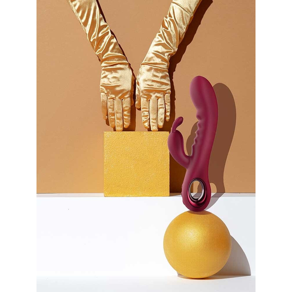  - Вибратор кролик рельефный Dream Toys Glam Rabbit Vibe, красный 4