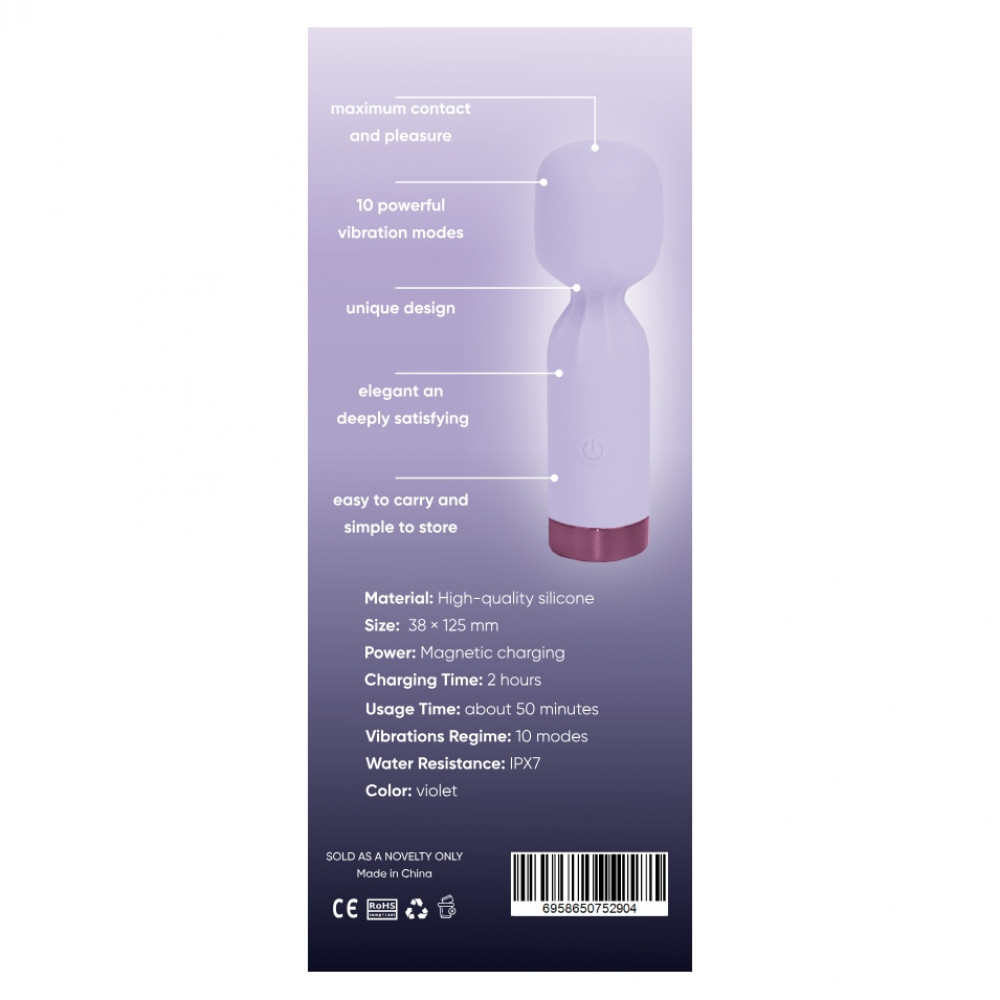 Для LGBTQ+ - Вібратор-мікрофон Sweet Em, 10 віброрежимів, фіолетовий, 12.5 х 3.8 см 6