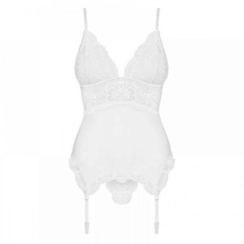 Эротическое белье - Корсет Obsessive 810-COR-2 corset & thong white S/M 3