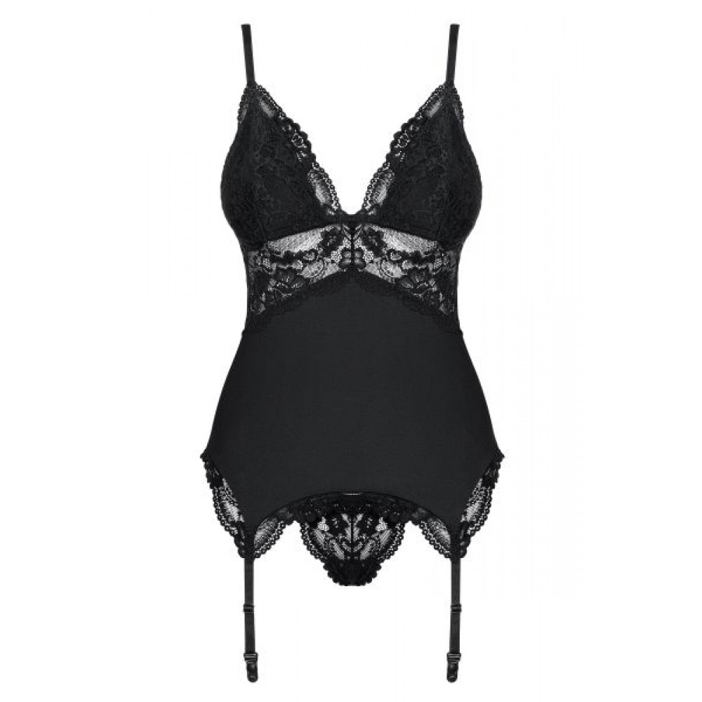 Эротическое белье - Корсет Obsessive 810-COR-1 corset & thong black S/M 3