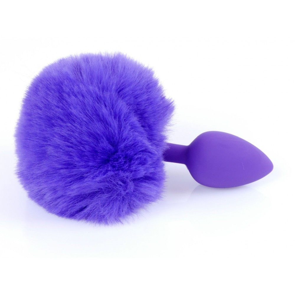 Анальные игрушки - Анальная пробка ( размер S ) с хвостом Boss Series - Silicon PLUG Bunny Tail Purple, BS6400101 4