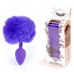 Анальная пробка ( размер S ) с хвостом Boss Series - Silicon PLUG Bunny Tail Purple, BS6400101