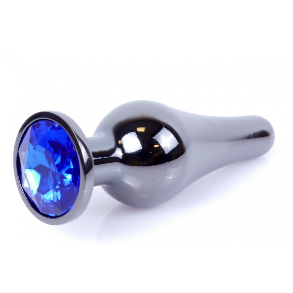 Анальные игрушки без вибрации - Анальная пробка Boss Series - Jewellery Dark Silver BUTT PLUG Blue, BS6400059 2