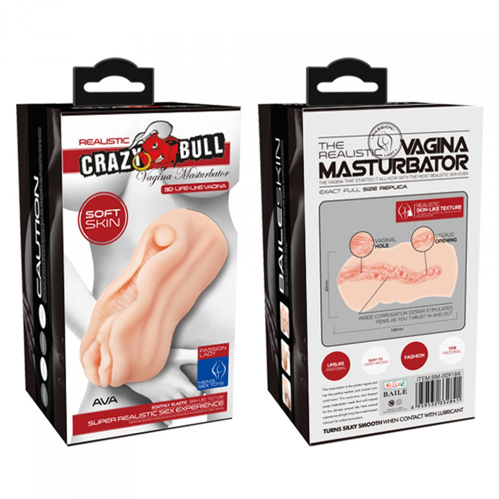 Мастурбатори без вібрації - Мастурбатор вагіна Crazy Bull - AVA Realistic Vagina Masturbator, BM-009184 10