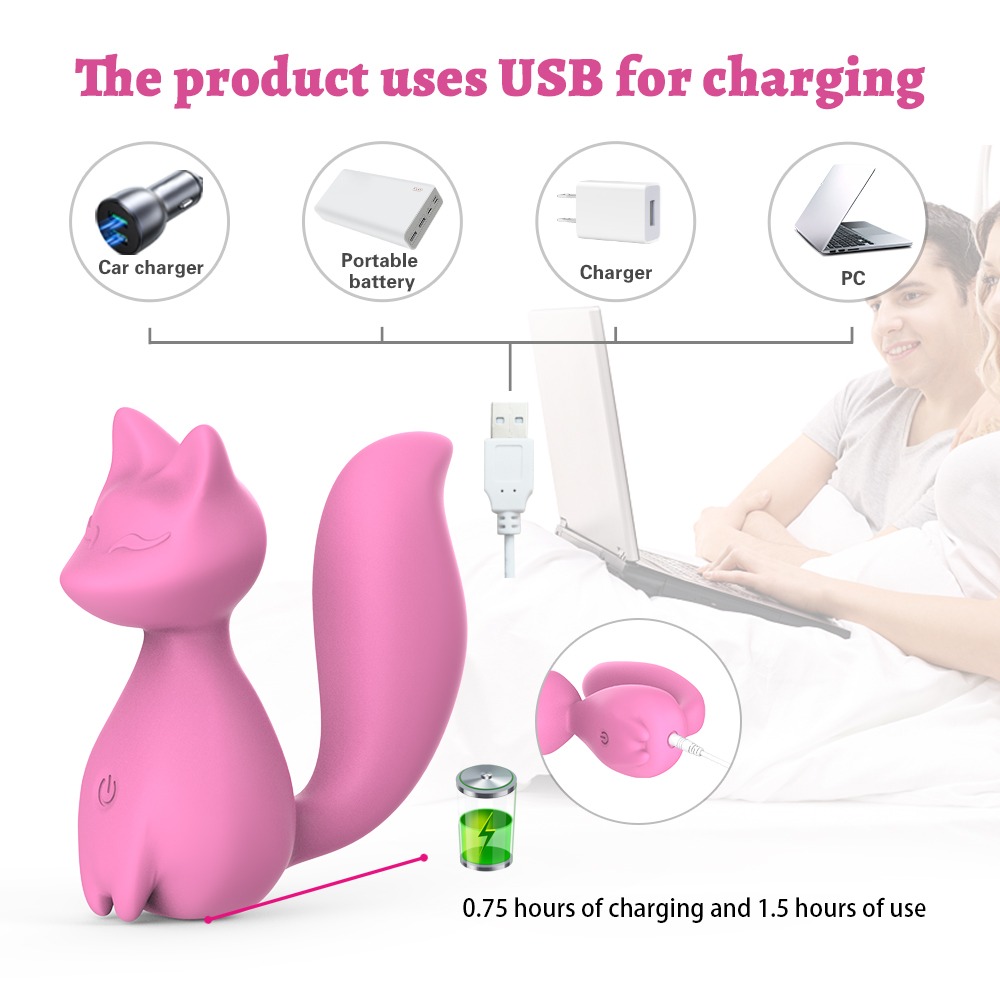 Вібропулі та міні-вібратори - Міні-вібратор кліторальний Every Night Toys Doris у формі лисиці світло-рожевий, 10 режимів вібрації 6