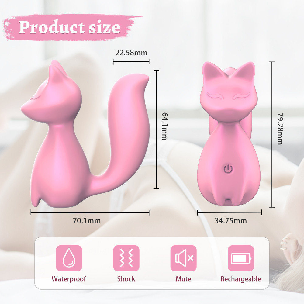 Вібропулі та міні-вібратори - Міні-вібратор кліторальний Every Night Toys Doris у формі лисиці світло-рожевий, 10 режимів вібрації 9