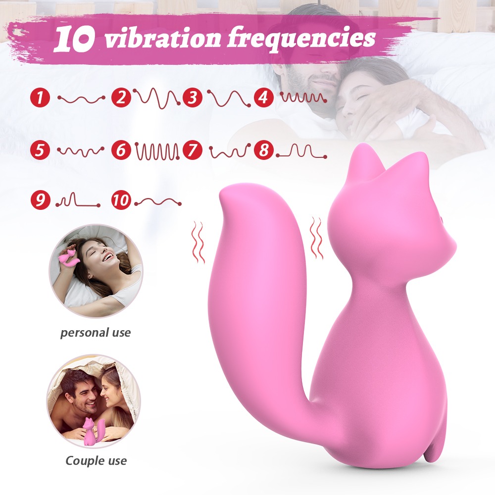 Вібропулі та міні-вібратори - Міні-вібратор кліторальний Every Night Toys Doris у формі лисиці світло-рожевий, 10 режимів вібрації 5