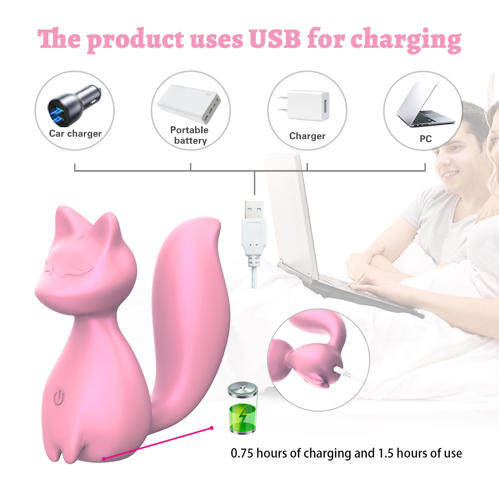 Вібропулі та міні-вібратори - Міні-вібратор кліторальний Every Night Toys Doris у формі лисиці світло-рожевий, 10 режимів вібрації 2