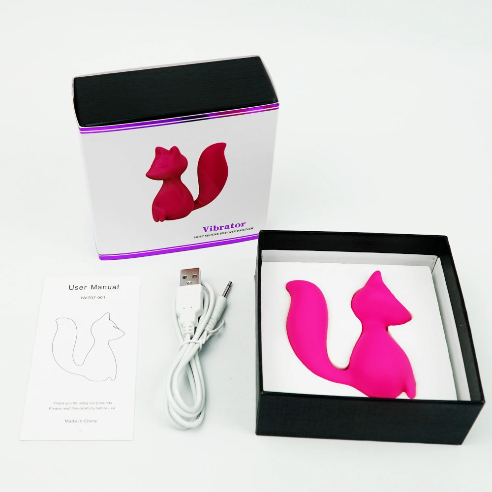 Вібропулі та міні-вібратори - Міні-вібратор кліторальний Every Night Toys Doris у формі лисиці світло-рожевий, 10 режимів вібрації 11