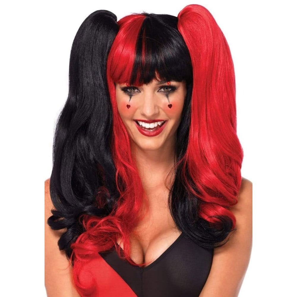 Разное - Парик Арлекино с хвостиками Leg Avenue Harlequin черно-красный