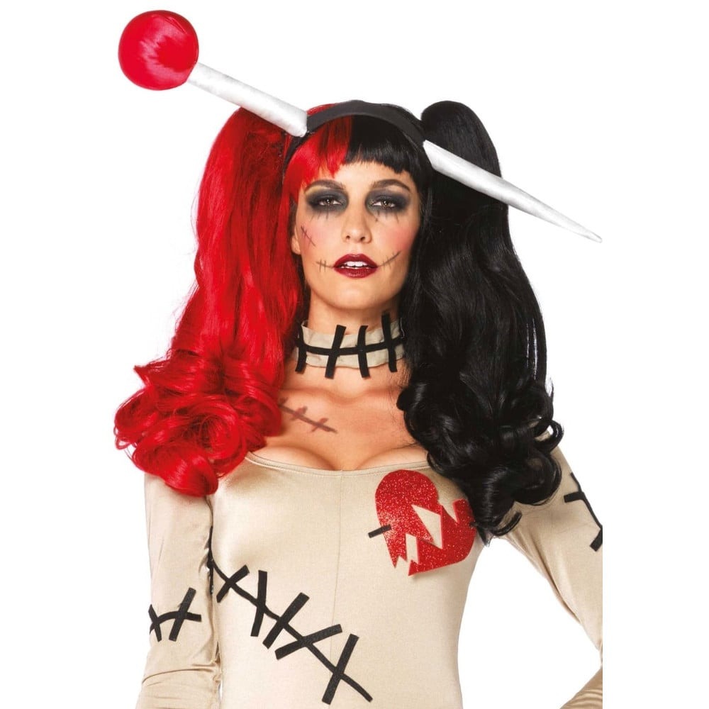 Разное - Парик Арлекино с хвостиками Leg Avenue Harlequin черно-красный 1