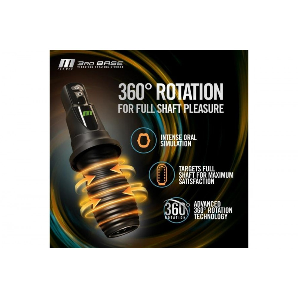 Разное - Перезаряжаемый вибрирующий вращающийся автоматический Blush 3Rd Base мужской мастурбатор, черный 3