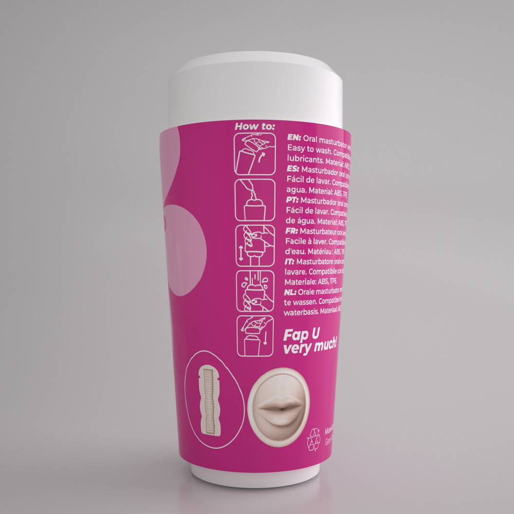 Мастурбаторы без вибрации - Портативный мастурбатор рот CRUSHIOUS FAPPUCINO в виде стаканчика кофе, с крышкой 3