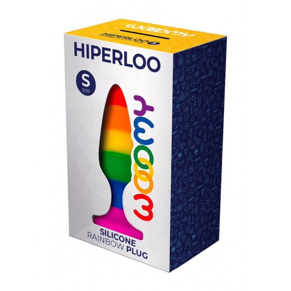 Анальная пробка - Силиконовая анальная пробка Wooomy Hiperloo Silicone Rainbow Plug S, диаметр 2,4 см, длина 9 см 3