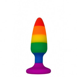 Силиконовая анальная пробка Wooomy Hiperloo Silicone Rainbow Plug S, диаметр 2,4 см, длина 9 см