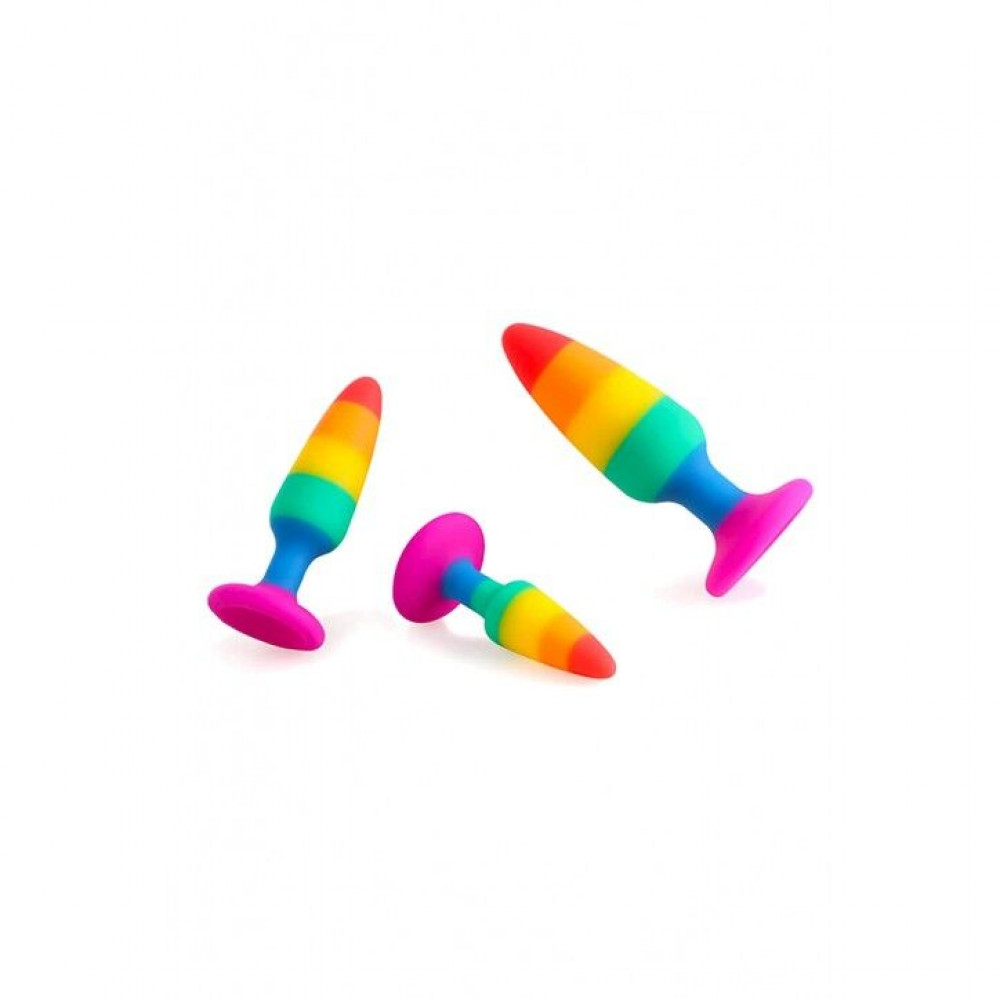 Анальная пробка - Силиконовая анальная пробка Wooomy Hiperloo Silicone Rainbow Plug S, диаметр 2,4 см, длина 9 см 1