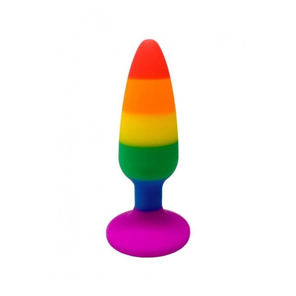 Анальная пробка - Силиконовая анальная пробка Wooomy Hiperloo Silicone Rainbow Plug S, диаметр 2,4 см, длина 9 см 4