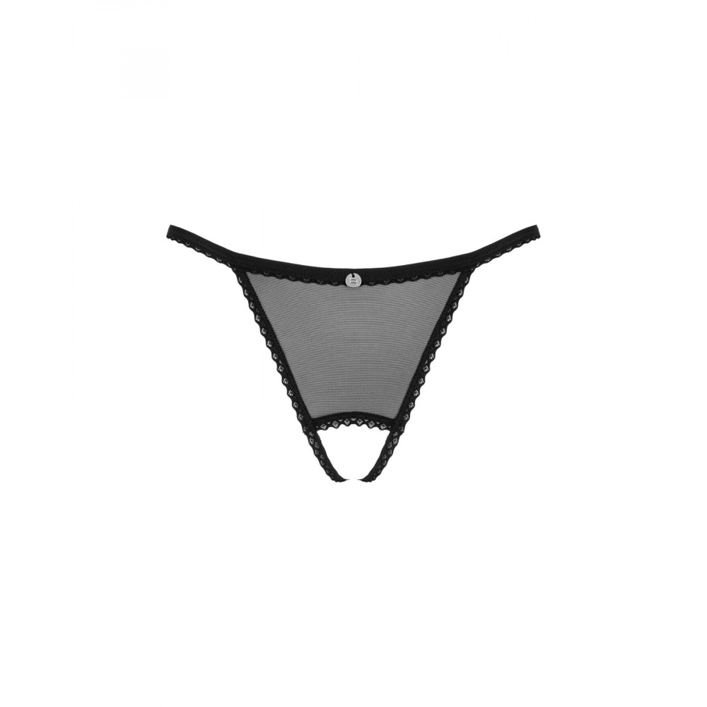 Сексуальные трусики - Прозрачные стринги с доступом Obsessive Celia Noir crotchless thong XS/S 3