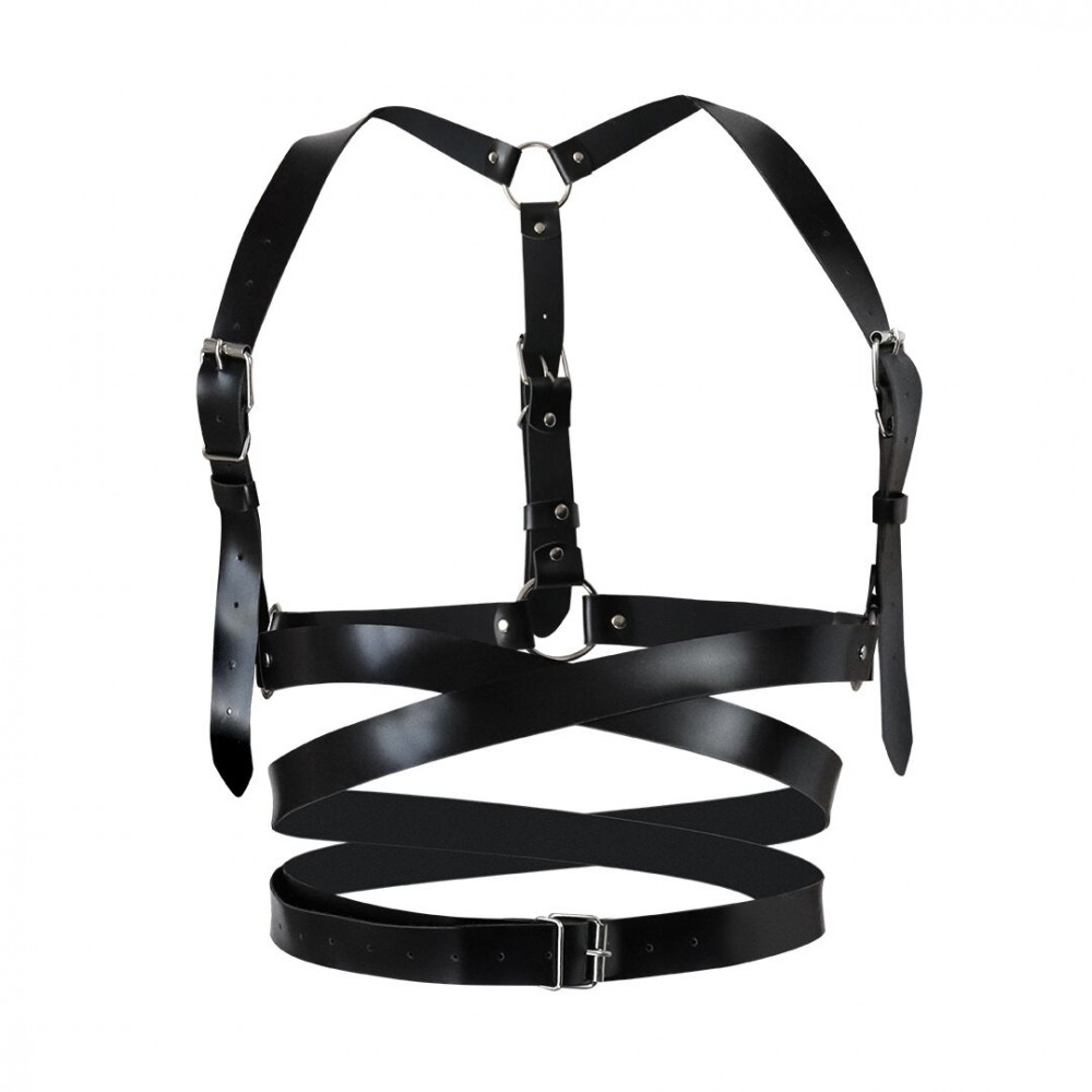 Чокеры, портупеи - Кожаная портупея Art of Sex - Melani Leather harness, Черная XS-M