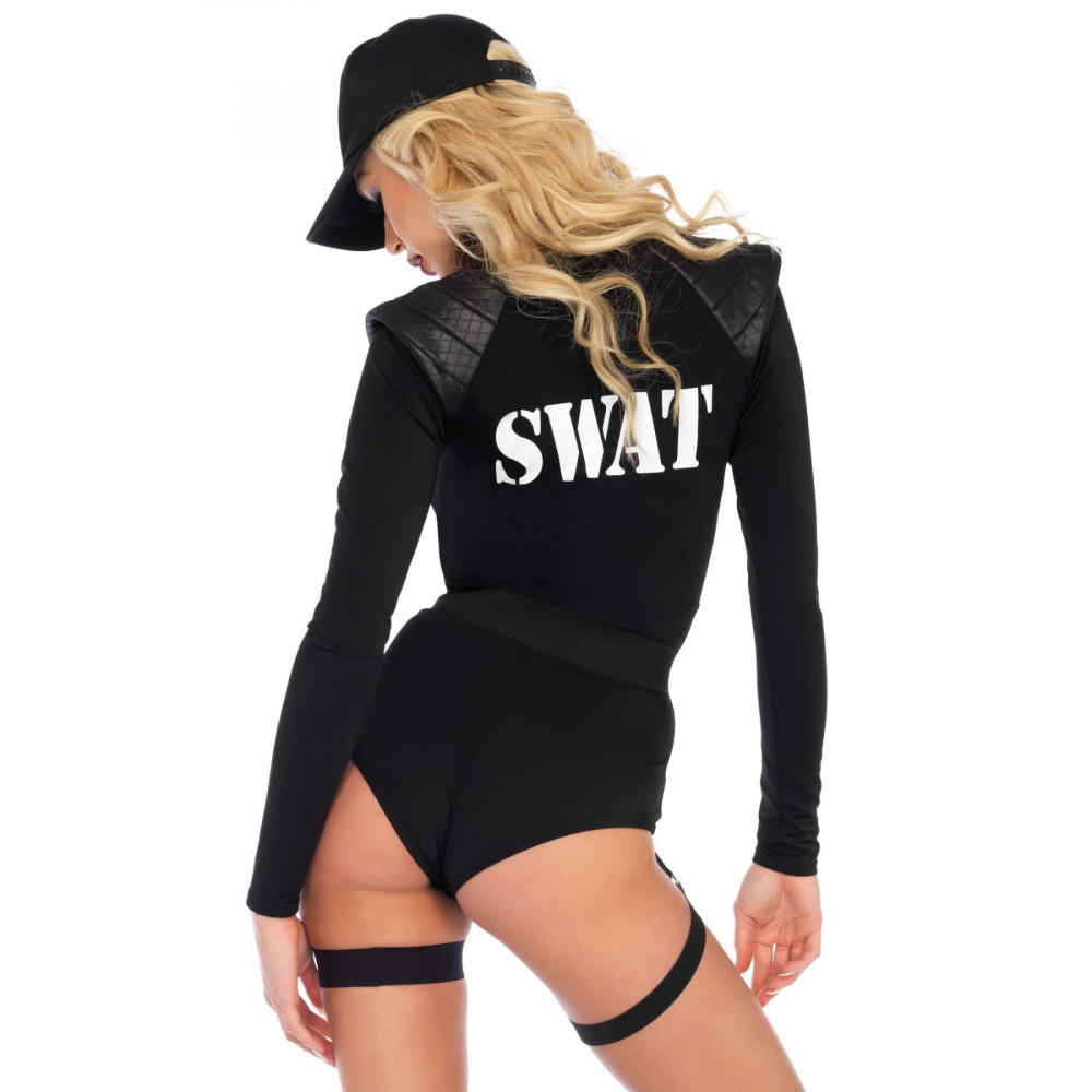 Эротические костюмы - Костюм эротического спецназа Leg Avenue SWAT Team Babe XS, боди, пояс, подвязки, игрушечная рация, к 3