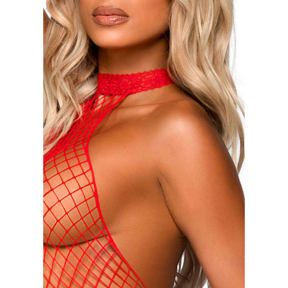 Бодистокинг - Бодистокинг Leg Avenue Racer neck bodystocking Red 5