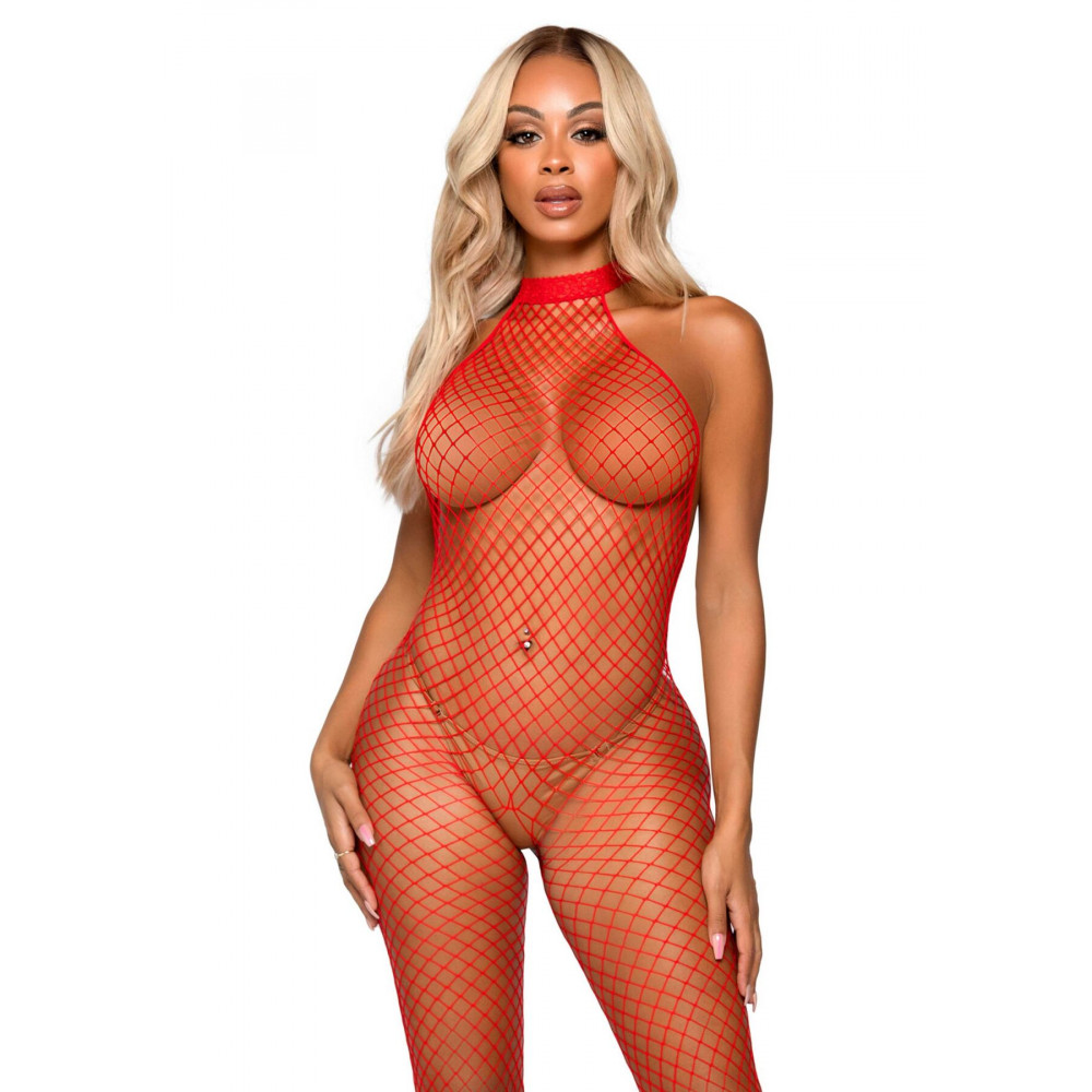 Бодистокинг - Бодистокинг Leg Avenue Racer neck bodystocking Red