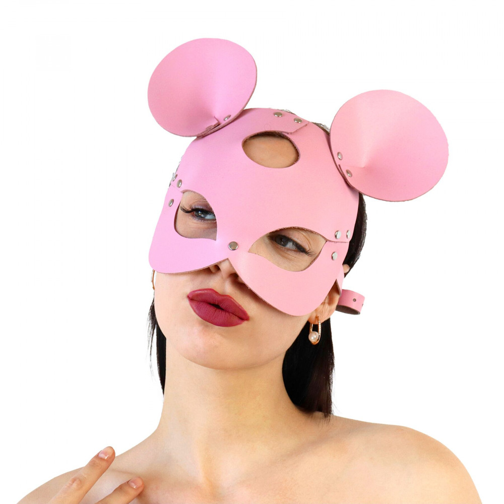 Маски - Кожаная маска зайки Art of Sex - Mouse Mask, цвет Розовый