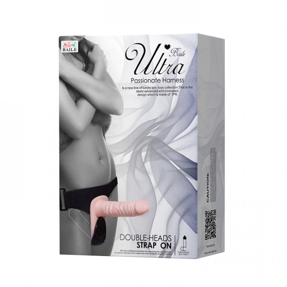 Страпони - Страпон жіночий подвійний BAILE Ultra Passionate з вібрацією, 18 × 3,5 см 9