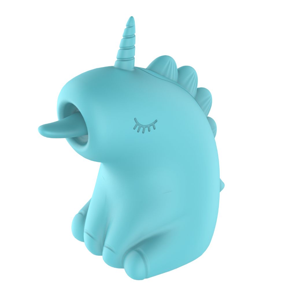 Різне - Стимулятор клітора з довгим обертовим язичком UNIVIBE Єдиноріг, 10 режимів, блакитний 3