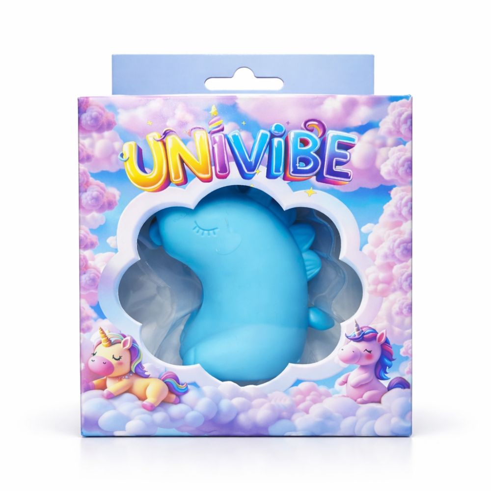 Різне - Стимулятор клітора з довгим обертовим язичком UNIVIBE Єдиноріг, 10 режимів, блакитний 1