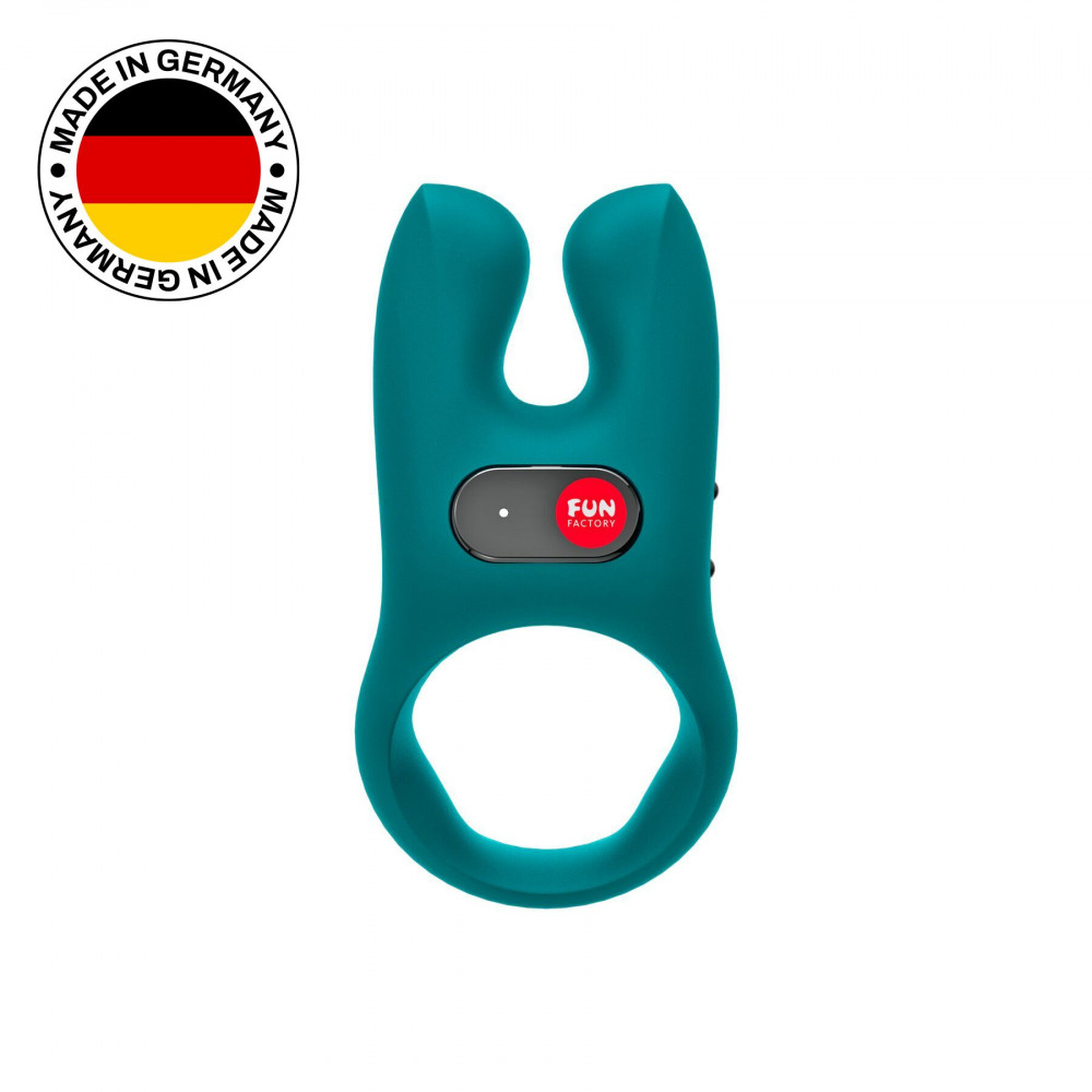 Эрекционные кольца с вибрацией - Эрекционное виброкольцо с двойной стимуляцией клитора Fun Factory NŌS deep sea blue, 2 мотора