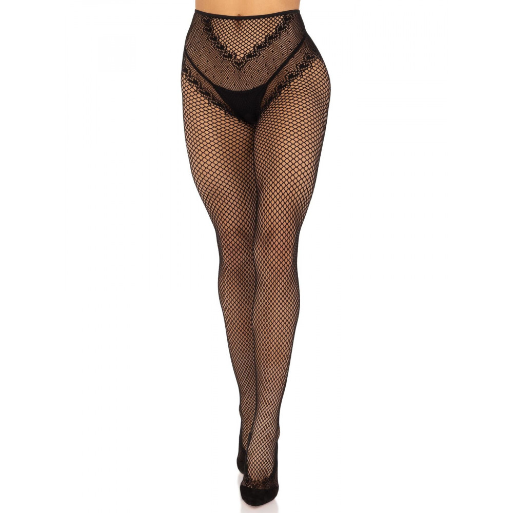 Чулки - Чулки Leg Avenue Crotchless Net Tights with Heart Backseam Black One Size 4