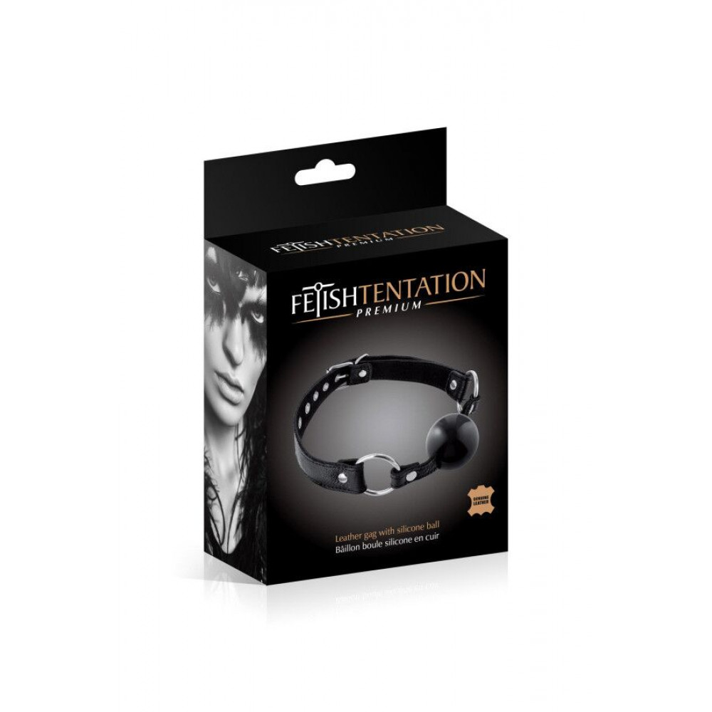 Кляп - Кляп Fetish Tentation Premium Leather gag with silicone ball Black 1