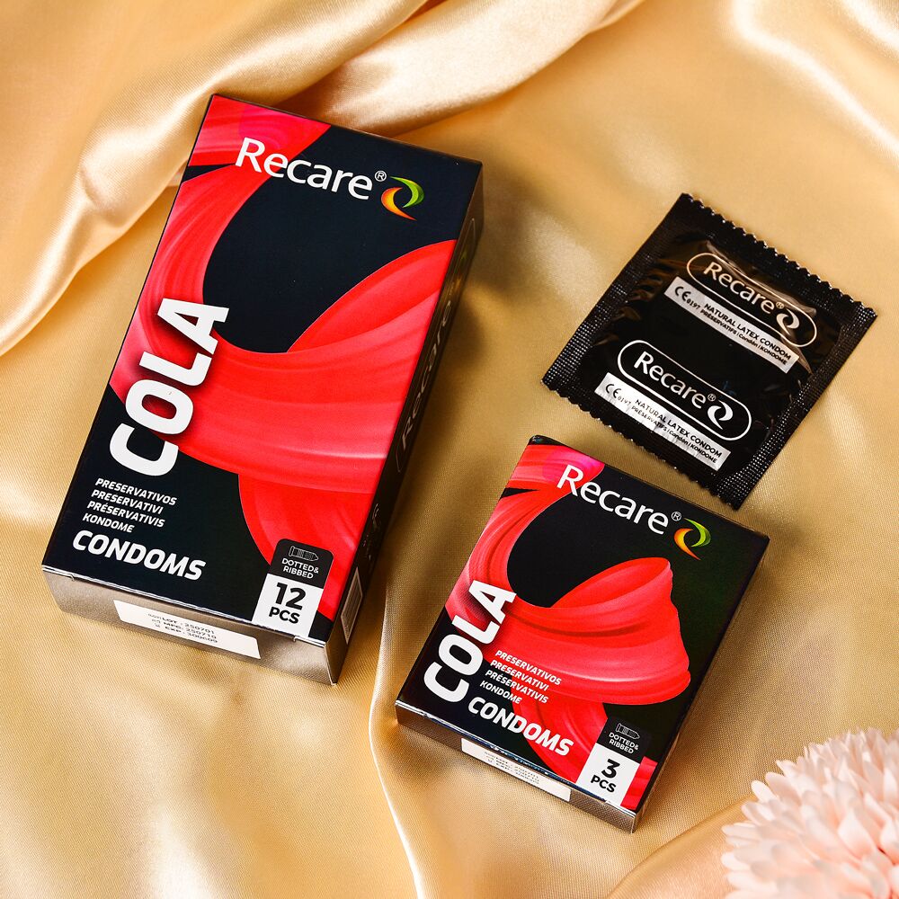 Презервативы - Презервативы Holographic Recare Cola Dotted&Ribbed Condoms 3шт, с пупырышками и ребрами,аромат: Кола 4