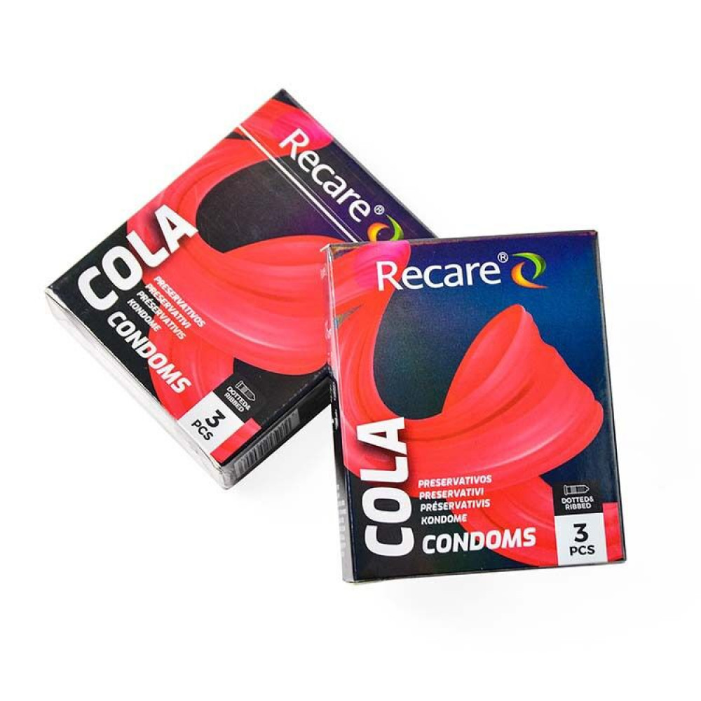 Презервативы - Презервативы Holographic Recare Cola Dotted&Ribbed Condoms 3шт, с пупырышками и ребрами,аромат: Кола 2