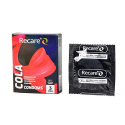 Презервативы Holographic Recare Cola Dotted&Ribbed Condoms 3шт, с пупырышками и ребрами,аромат: Кола