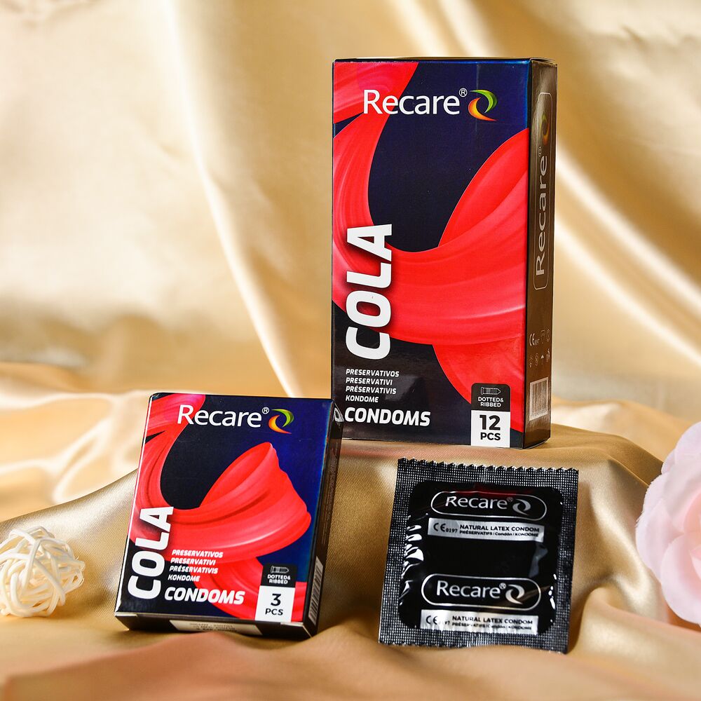 Презервативы - Презервативы Holographic Recare Cola Dotted&Ribbed Condoms 3шт, с пупырышками и ребрами,аромат: Кола 3