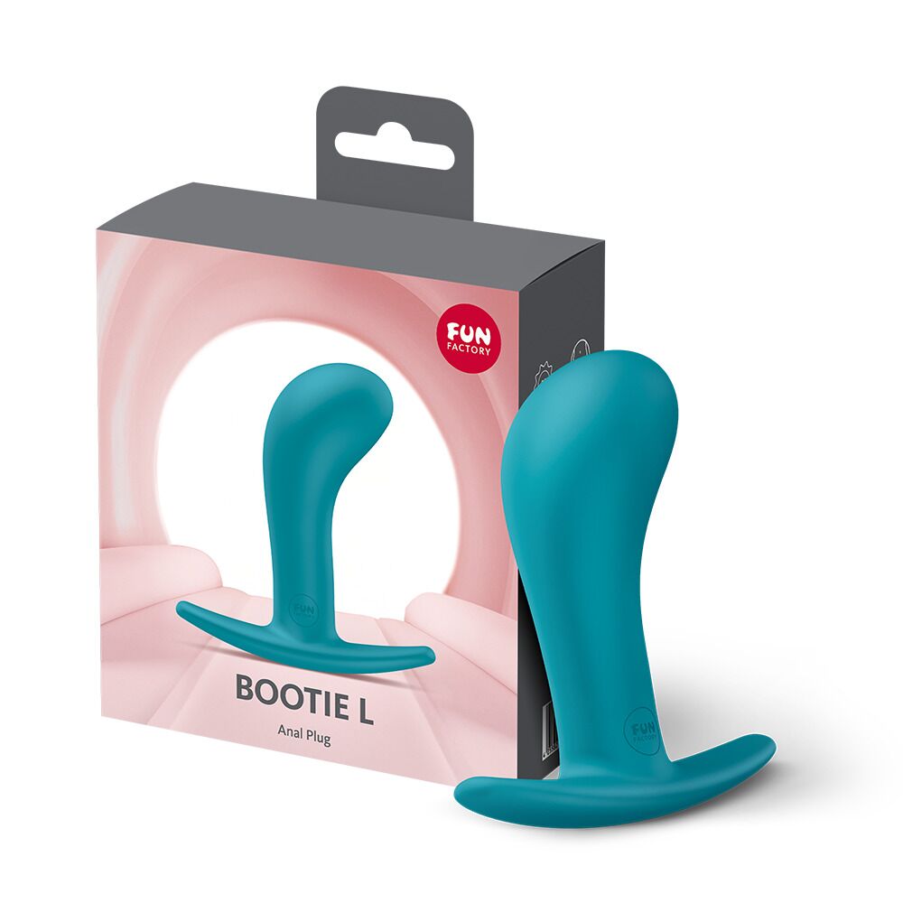 Анальные игрушки без вибрации - Анальная пробка Fun Factory BOOTIE L Aquamarine, диаметр 3,8 см, тонкий ограничитель 5
