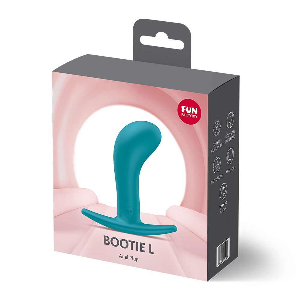 Анальные игрушки без вибрации - Анальная пробка Fun Factory BOOTIE L Aquamarine, диаметр 3,8 см, тонкий ограничитель 6