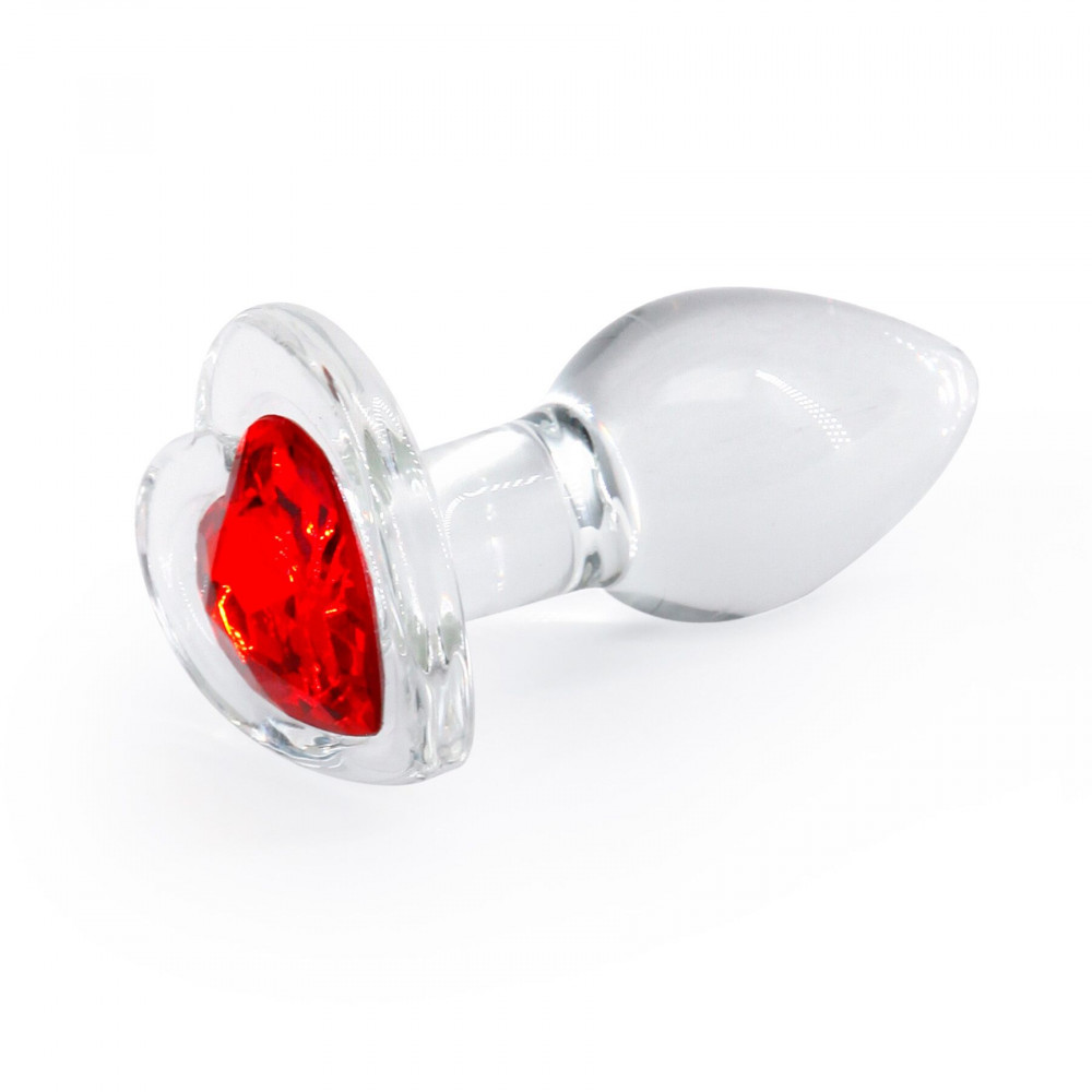 Анальные игрушки без вибрации - Стеклянная анальная пробка NS Novelties Crystal - Desires - Red Heart - Small
