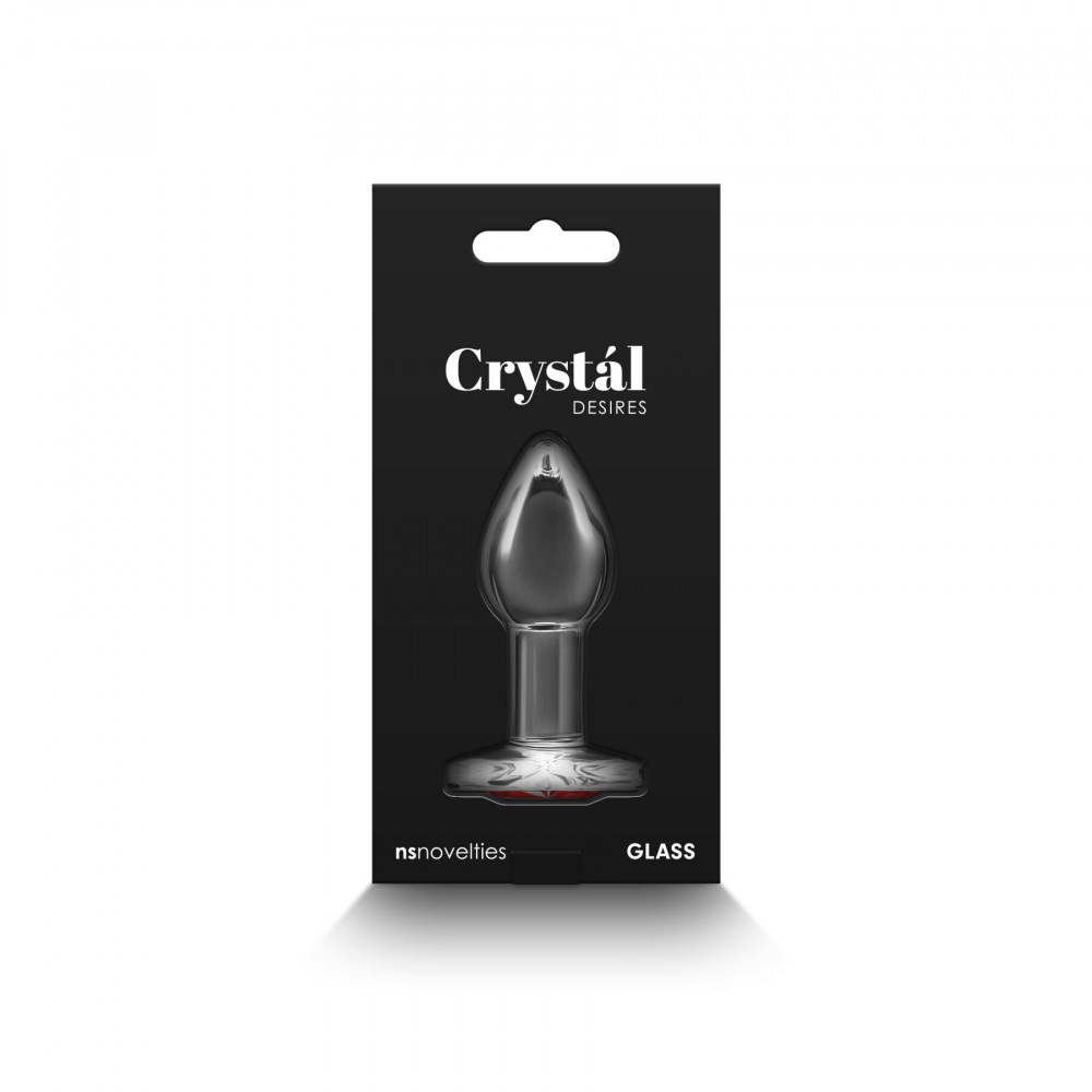 Анальные игрушки без вибрации - Стеклянная анальная пробка NS Novelties Crystal - Desires - Red Heart - Small 3