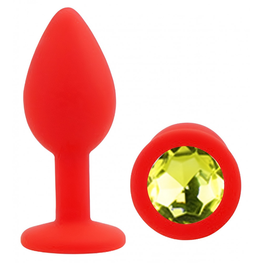 Анальные игрушки без вибрации - Силиконовая анальная пробка EGZO - Silicone Red Round Plug Lime, size S 3