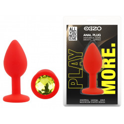 Силиконовая анальная пробка EGZO - Silicone Red Round Plug Lime, size S