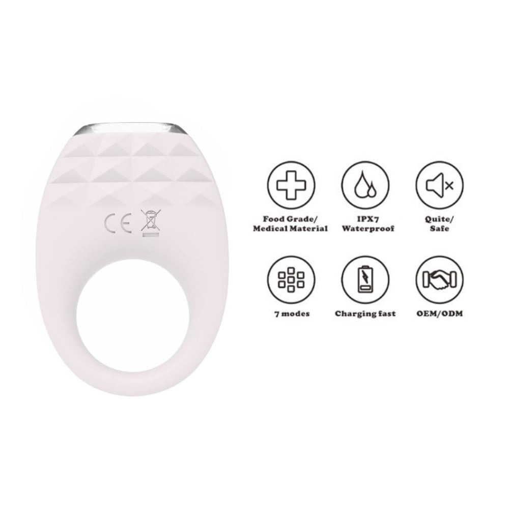 Різне - Вібраційне ерекційне кільце Every Night Toys з підсвічуванням, біле 4