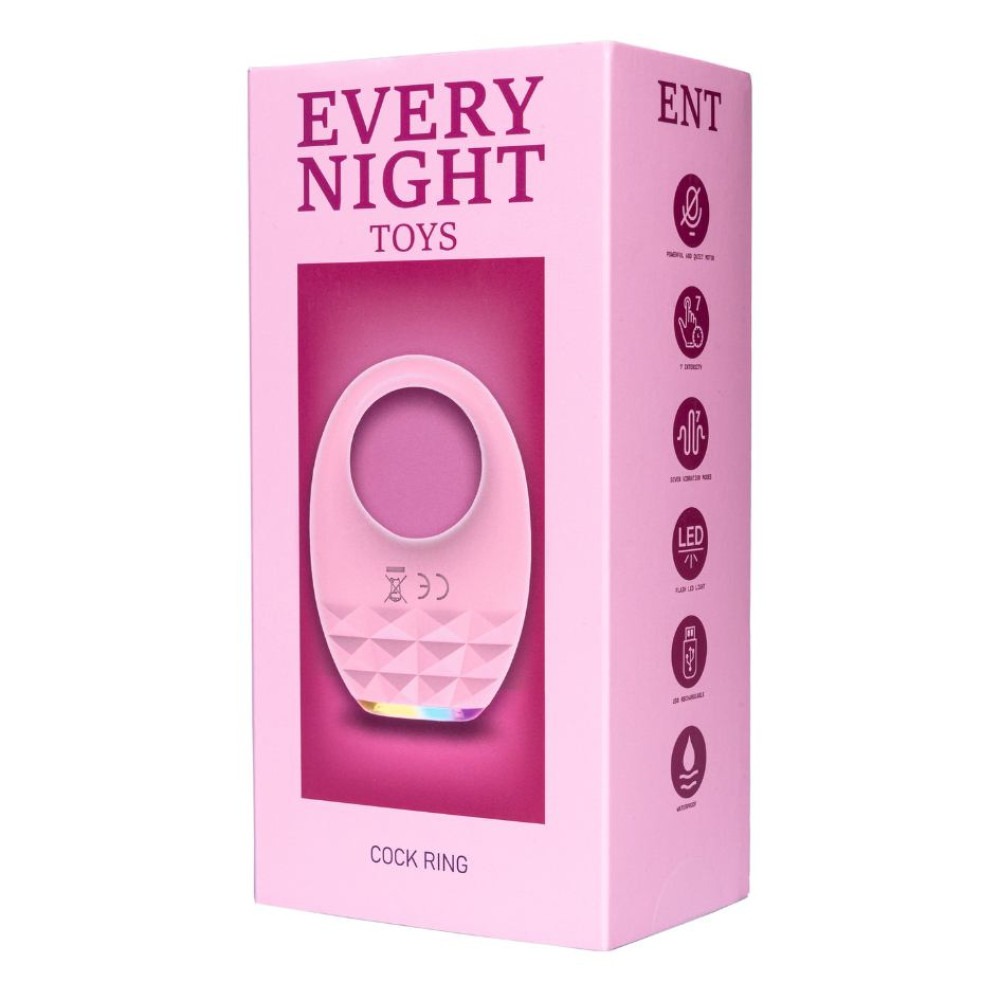 Різне - Вібраційне ерекційне кільце Every Night Toys з підсвічуванням, біле 7