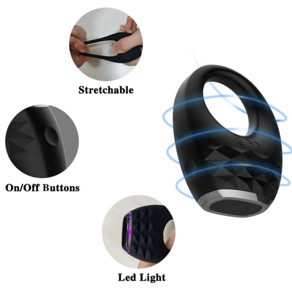 Різне - Вібраційне ерекційне кільце Every Night Toys з підсвічуванням, біле 6