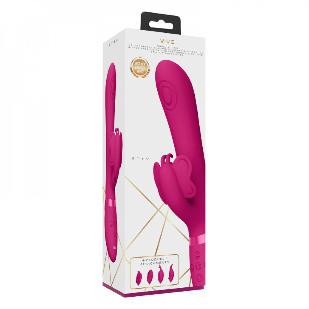  - Вібратор-кролик Etsu пульсація + 4 насадки колір: рожевий Vive (Нідерланди) 6
