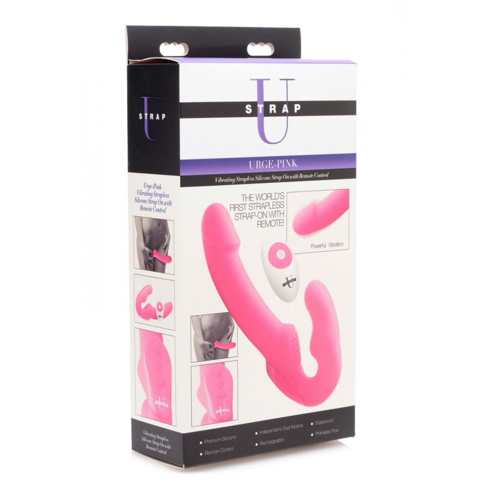 Секс игрушки - Безремневой страпон с дистанционным управлением, розовый 1