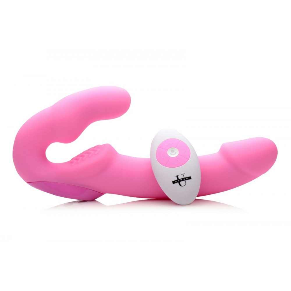 Секс игрушки - Безремневой страпон с дистанционным управлением, розовый